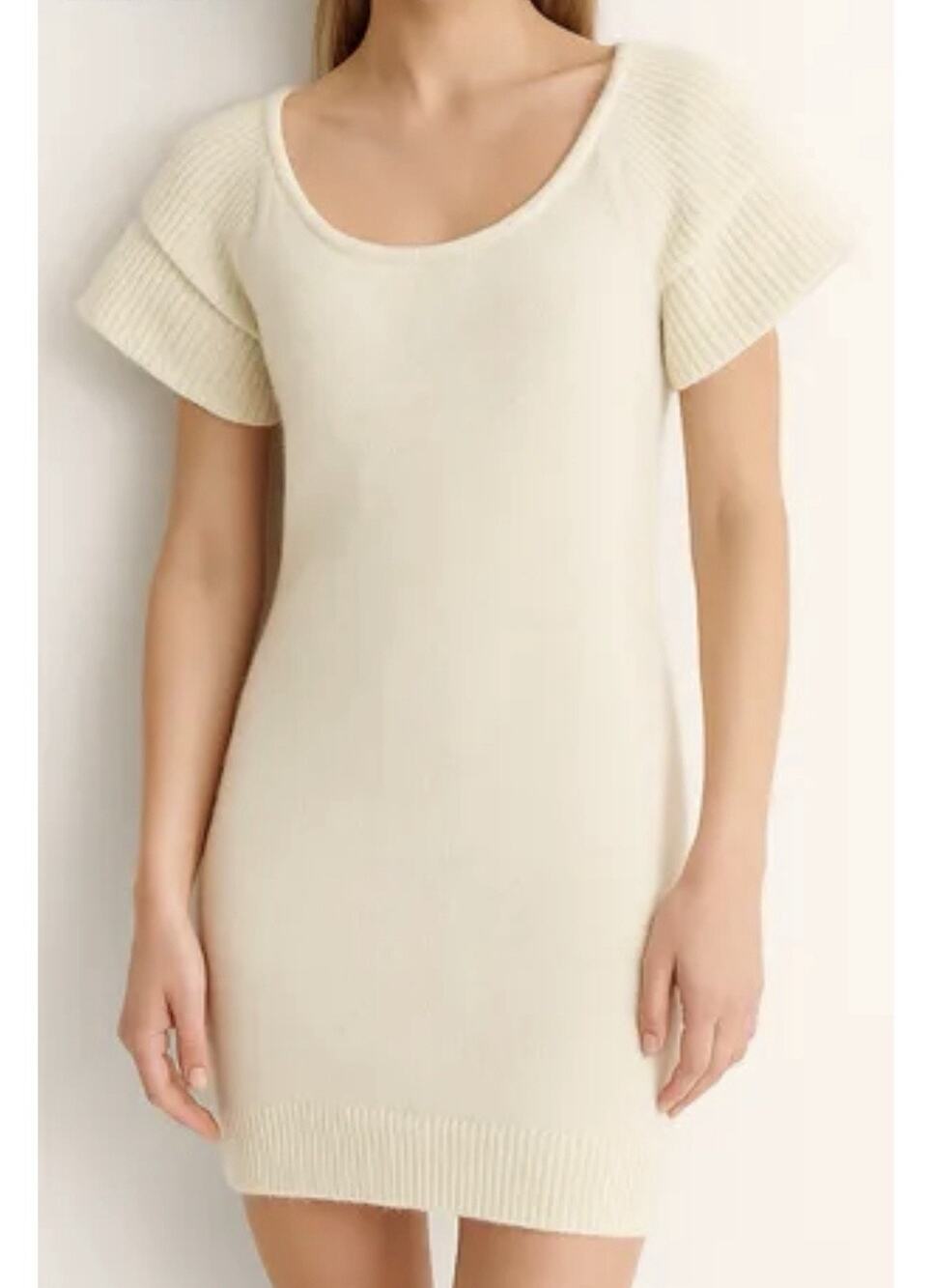 Divided Angora Blend Sweater Dress 12 Ivory Flutter Sleeve Quiet Luxury